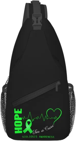 Hope For A Cure Scoliosis Awareness Crossbody Bags For Women Men Chest Backpack Gym Shoulder Bag Travel Outdoor Sports Casual Crossbody Bags