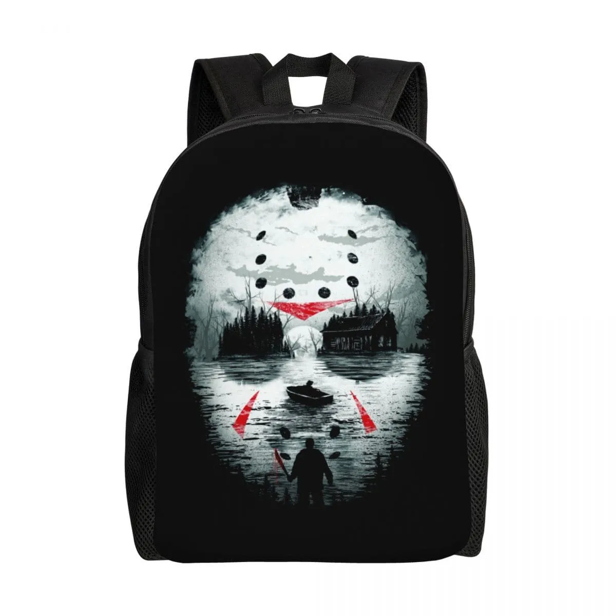 Horror Movie Character Killer Backpack for Men Women Waterproof School College Halloween Film Bag Print Bookbag