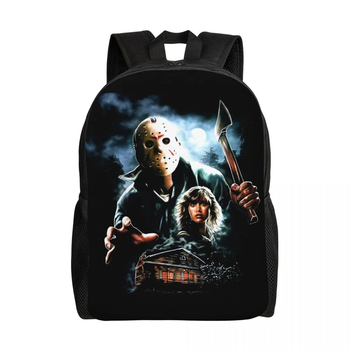 Horror Movie Character Killer Backpack for Men Women Waterproof School College Halloween Film Bag Print Bookbag