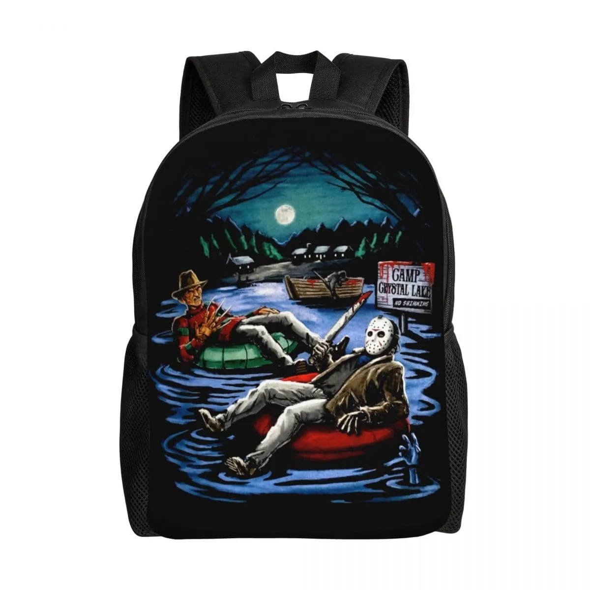 Horror Movie Character Killer Backpack for Men Women Waterproof School College Halloween Film Bag Print Bookbag