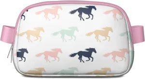 Horse Mini Belt Bag for Men Women Pony Floral Waist Packs Crossbody Bags Adjustable Strap for Hiking Cycling Sports
