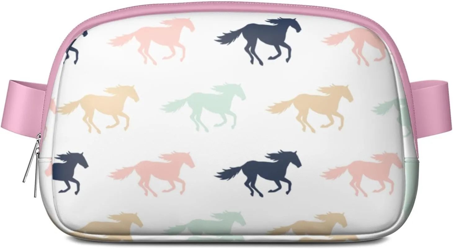 Horse Mini Belt Bag for Men Women Pony Floral Waist Packs Crossbody Bags Adjustable Strap for Hiking Cycling Sports