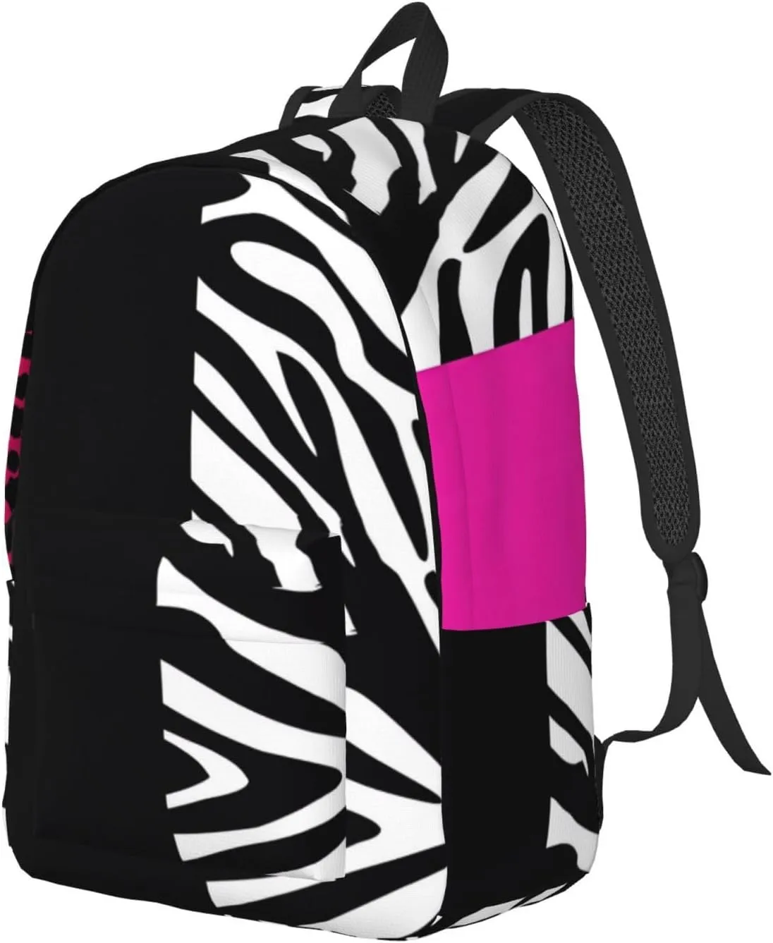 Hot Pinks Zebra and Leopard Animal Stripes Canvas Backpacks Laptop Backpack Multipurpose Double Shoulder Bag for Men Women Gifts Small