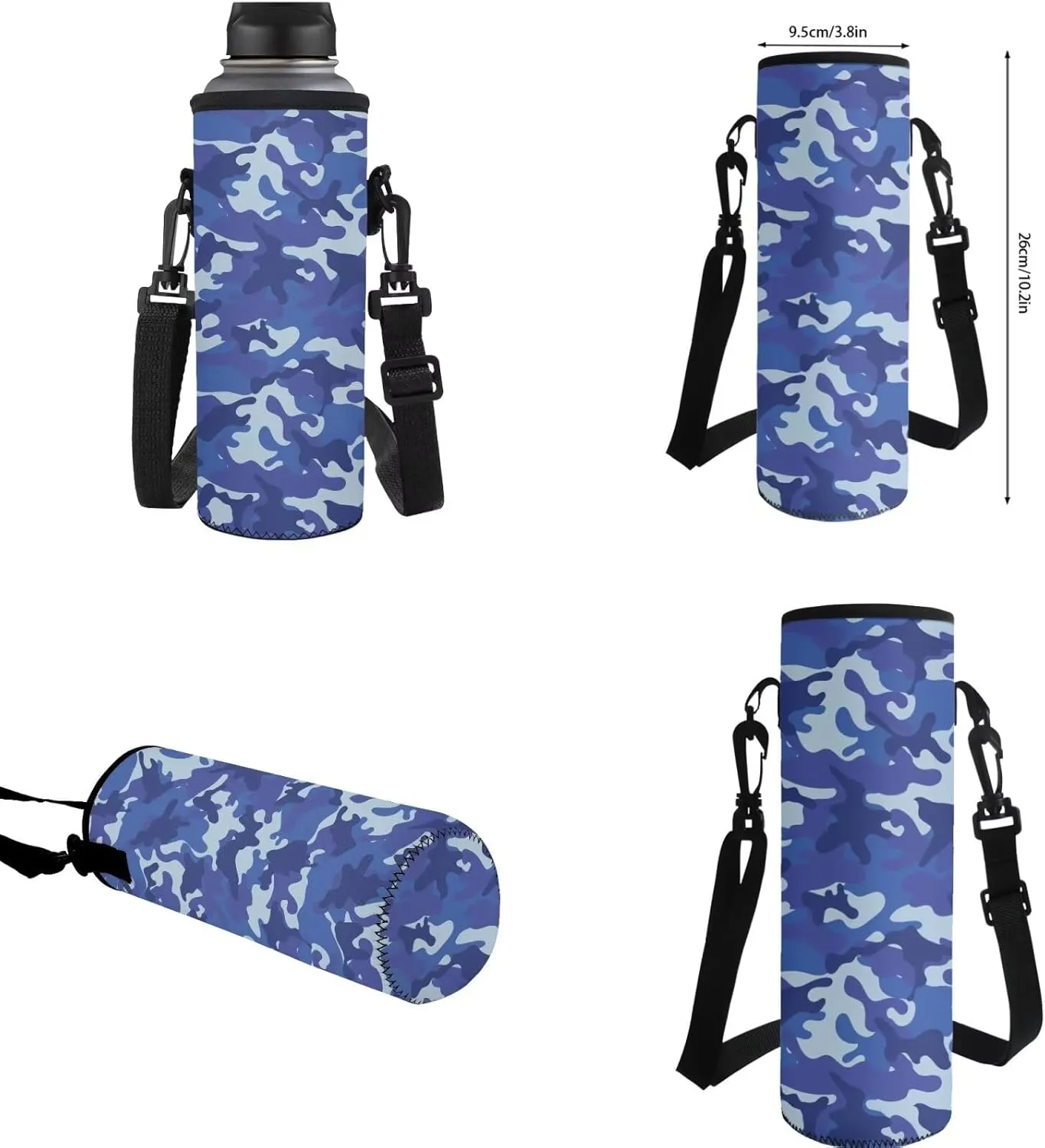 HUGS IDEA Blue Camouflage Backpack for Boys 10-12 Camo School Bag for Kids 4-in-1 Bookbag Set with Lunch Box Pencil Case Water Bottle Sleeve Lightweight Elementary Schoolbag Daypack