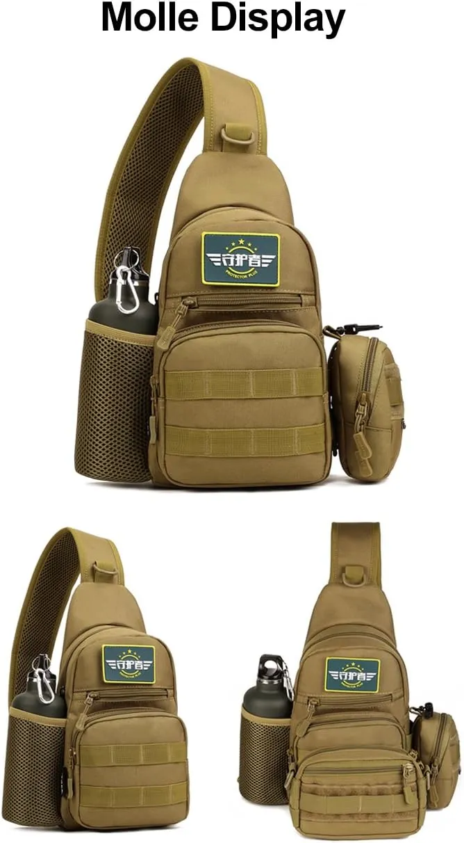 HUNTVP Small Tactical Sling Chest Pack Bag Molle Daypack Backpack Military Crossbody，Type1- ACU Camouflage