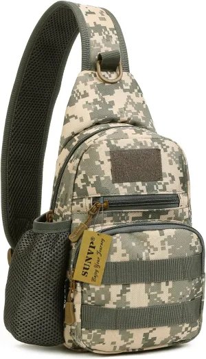 HUNTVP Small Tactical Sling Chest Pack Bag Molle Daypack Backpack Military Crossbody，Type1- ACU Camouflage