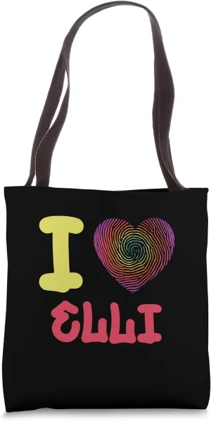 I Love Elli Finger Print Heart Tote Bag