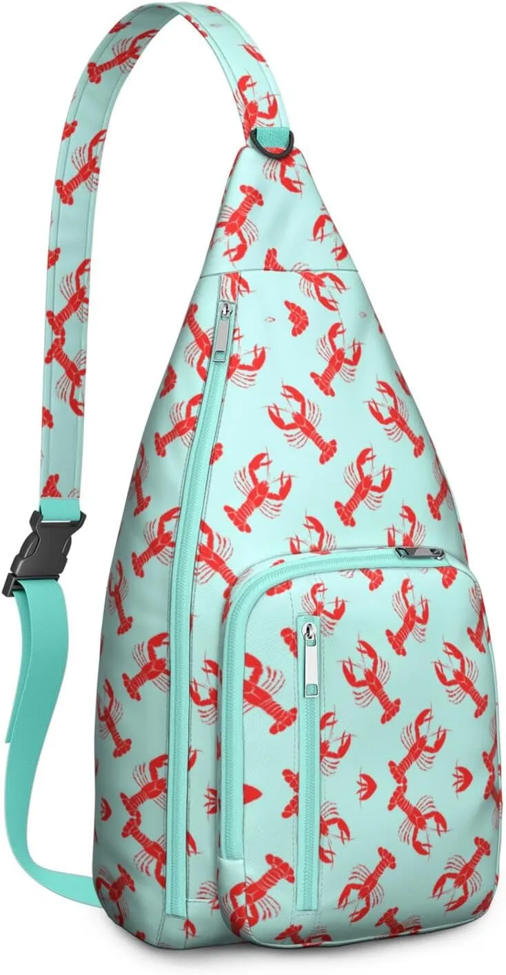I Love Lobster Seafood Crossbody Bag Daypack for Women Men Lightweight Waterproof Sling Bag Backpack Hiking Cycling
