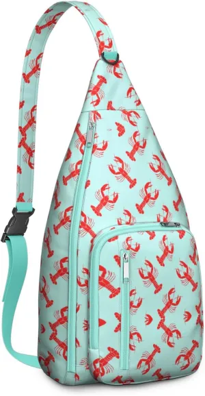 I Love Lobster Seafood Crossbody Bag Daypack for Women Men Lightweight Waterproof Sling Bag Backpack Hiking Cycling
