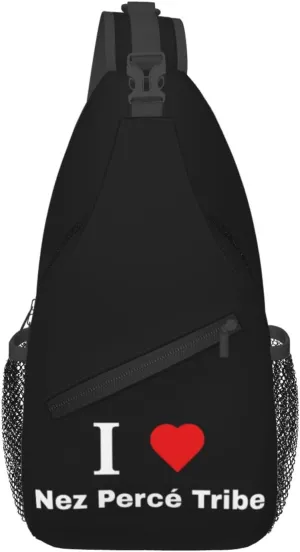 I Love Nez Percé Tribe Crossbody Bags For Women Men Chest Backpack Gym Shoulder Bag Travel Outdoor Sports Casual Crossbody Bags