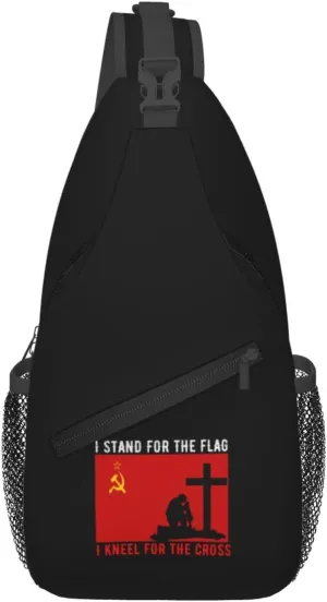 I Stand For The Soviet Union Flag And I Kneel For The Cross Crossbody Bags For Women Men Chest Backpack Gym Shoulder Bag Travel Outdoor Sports Casual Crossbody Bags