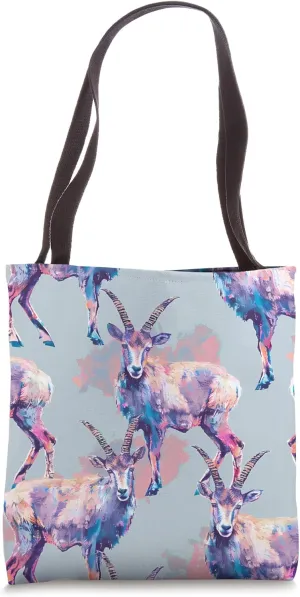 Ibex Pastel Animal Wildlife Pattern Tote Bag