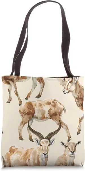 Ibex Watercolor Animal Wildlife Pattern Art Print Tote Bag