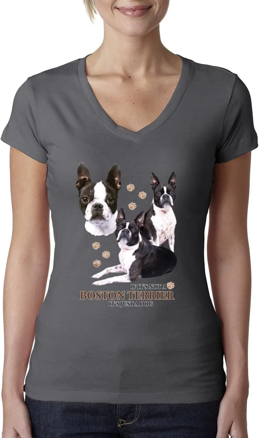 If It's Not a Boston Terrier It's Just a Dog Gift Dog Lover Womens Junior Fit V-Neck Tee