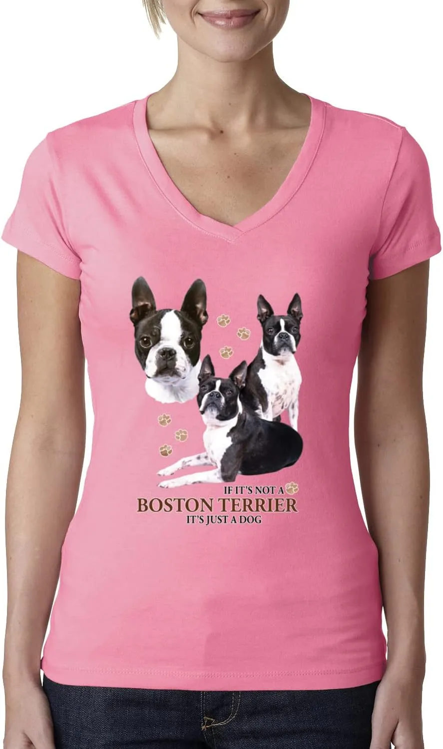If It's Not a Boston Terrier It's Just a Dog Gift Dog Lover Womens Junior Fit V-Neck Tee