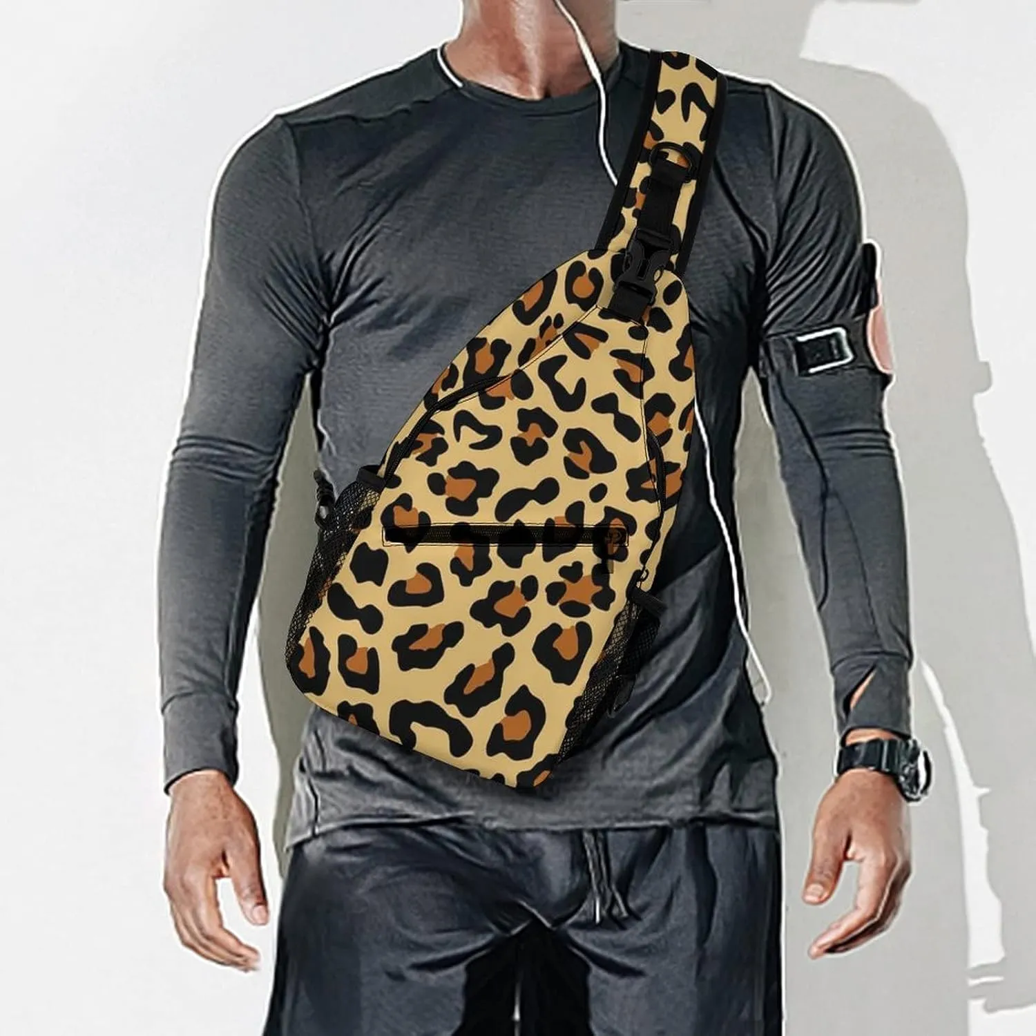 IMPCOKRU Sling Bag for Men Women Crossbody Backpack Camouflage Leopard,Lightweight Shoulder Backpack for Causal Sport Travel Hiking.
