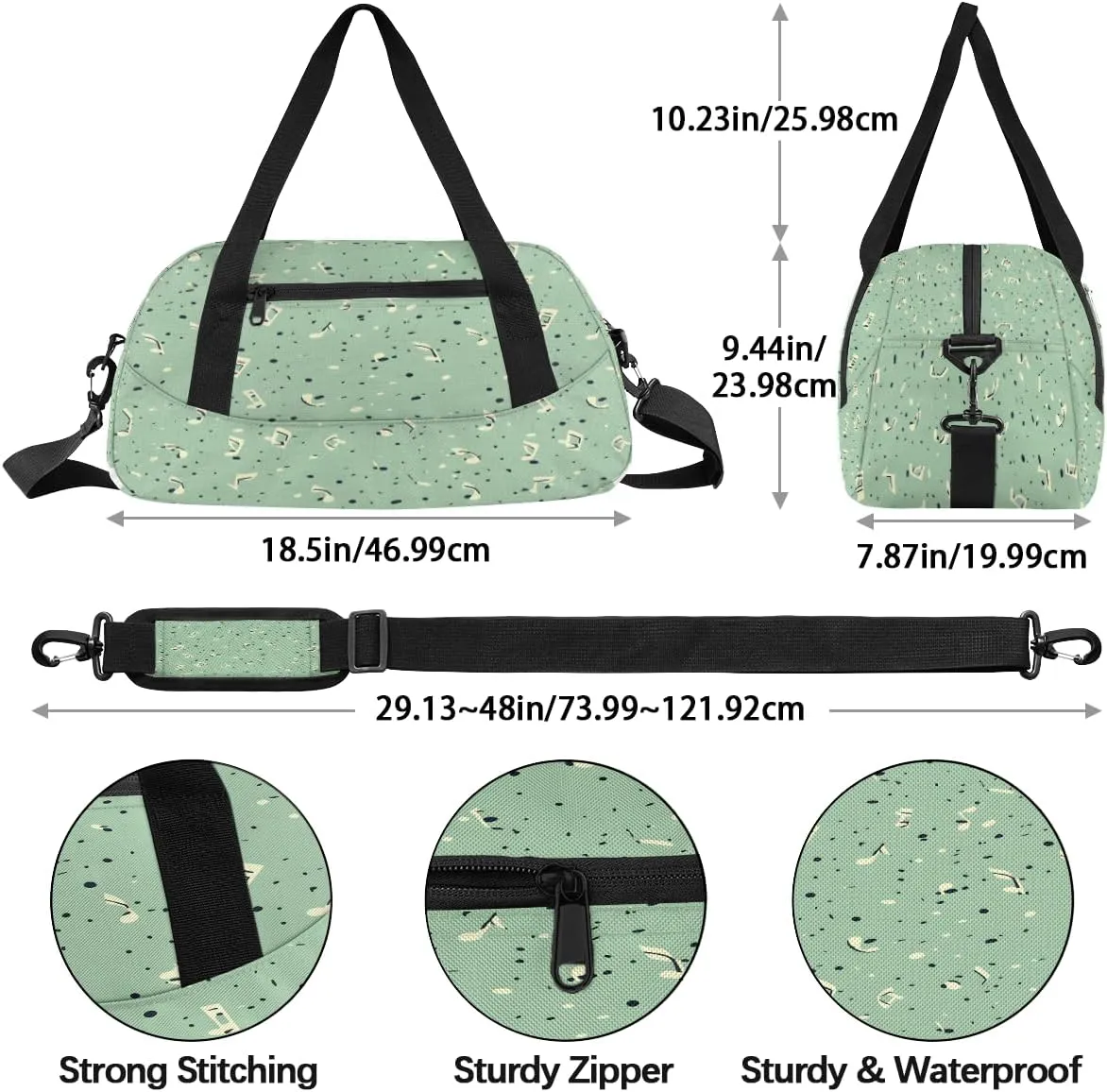 Irregular Note Kids Duffle Bag Boys Girls Small Sport Dance Gym Bag for Overnight Travel Weekender Carry On