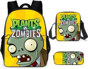 ISaikoy 3 in 1 Anime Plants vs. Zombies Backpack Bookbag School Bag Shoulder Bag Messenger Bag Pencil Bag 5