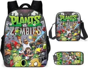 ISaikoy 3 in 1 Game Plants vs. Zombies Backpack School Bag Shoulder Bag Handbag Pencil Bag 4
