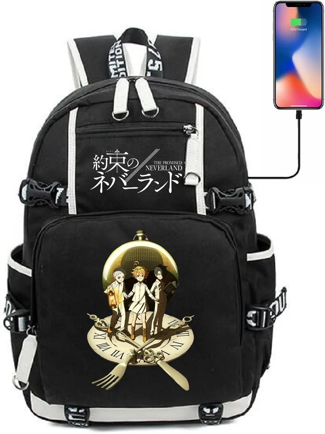 ISaikoy Anime The Promised Neverland Backpack Bookbag Laptop Bag Shoulder Bag Daypack School Bag 17