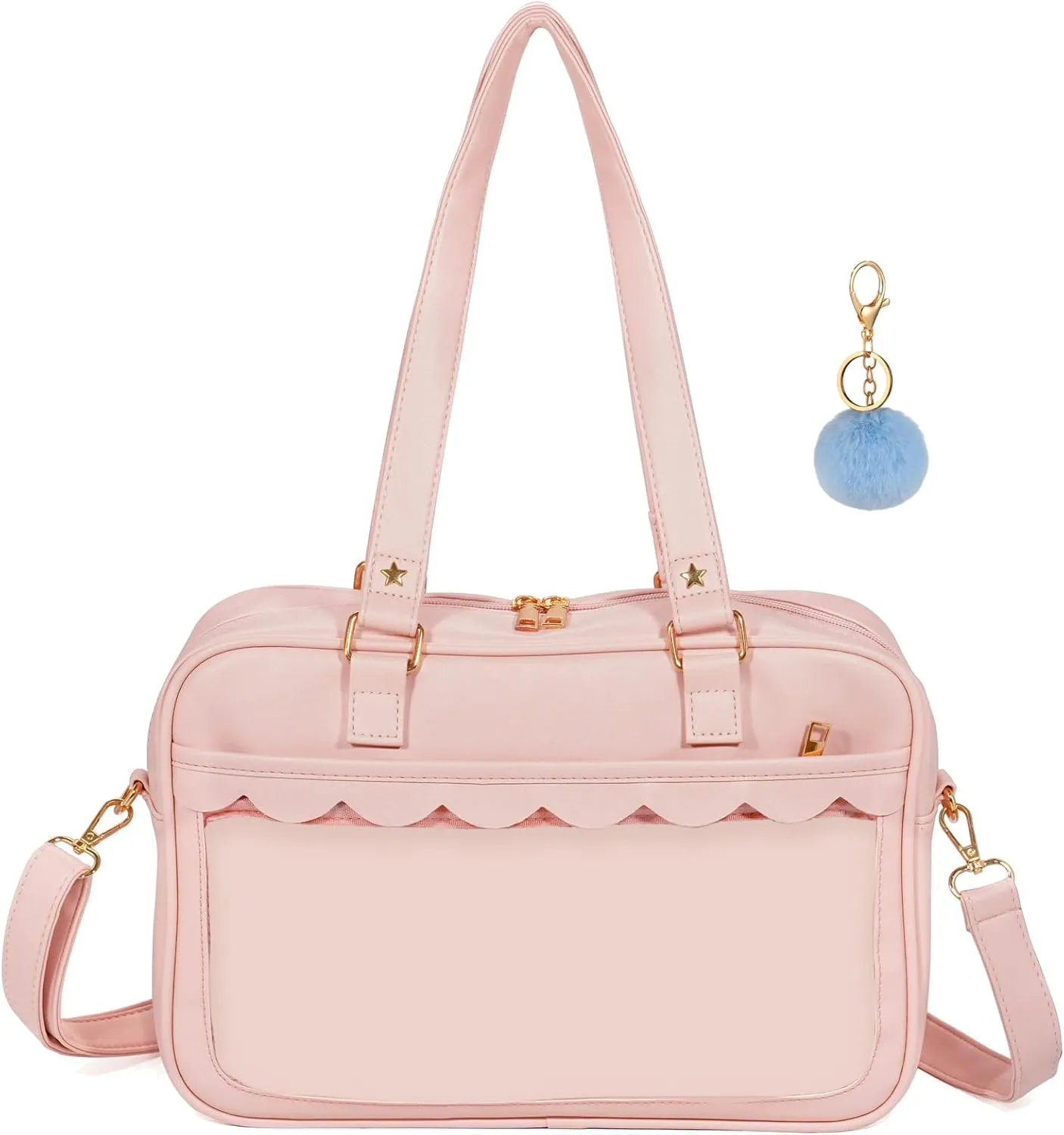 Ita Purse Crossbody Japanese Shoulder Bag Messenger Pin Display with Insert Pompom Cute Kawaii