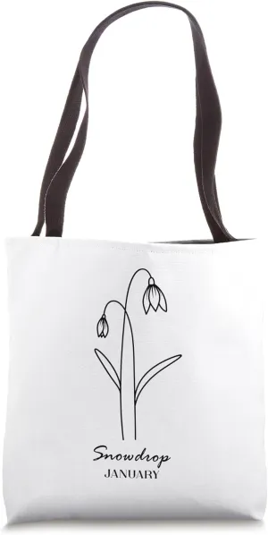 January Birthday Flower Snowdrop Print Tote Bag