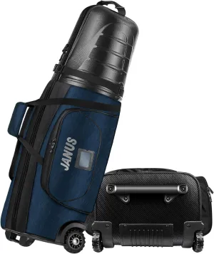 JANUS Golf Travel Bags for Airlines with Wheels, Hard Case Top and 1980D Heavy Duty Oxford Protect Golf Clubs, Lightweight and Easy to Maneuver