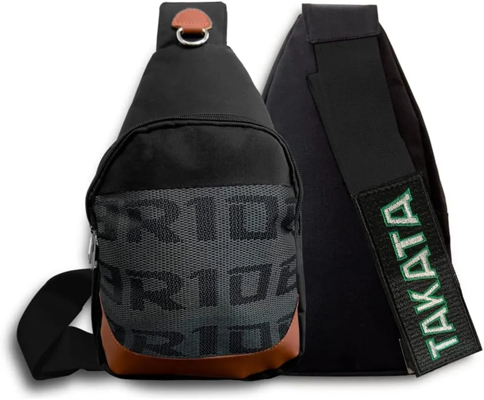 JDM Bride Recaro Racing Backpack Brown Bottom with TAK Adjustable Straps, Gradation Crossbody Shoulder Daypack (Recaro - Black Strap)