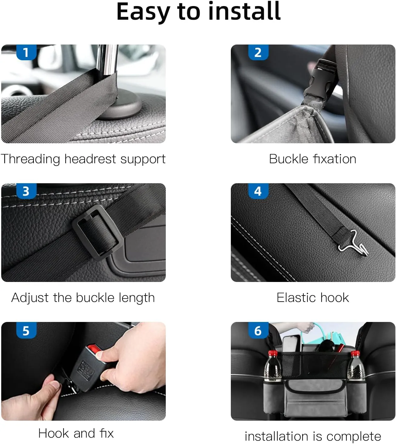 JEYODA Car Suede Seat Organizer High-capacity Seat Back Pouch Central Storage for Pickup SUVs Double-sided Tissue Storage Handbag Holder Car Accessories (Brown)