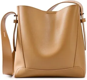 JIUFENG Leather Handbags for Women, Soft Shoulder Tote Crossbody Purses Bucket Bags with Adjustable Strap