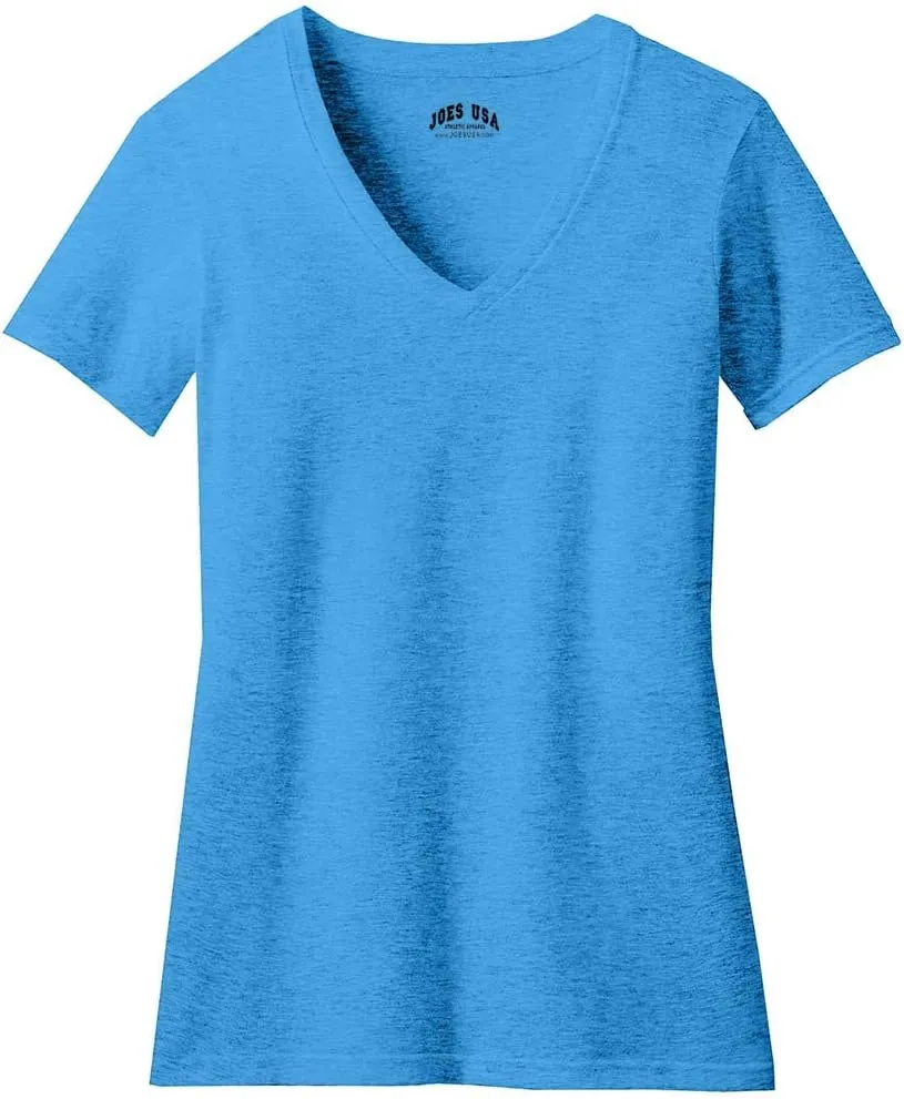 Joe's USA Ladies Soft Heather Blend V-Neck T-Shirts in Sizes XS-4XL