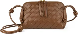 Joryin Woven Crossbody Purse for Women, Hand-Woven Leather Crossbody Bag Woven Shoulder Bag Vegan Leather Handbag