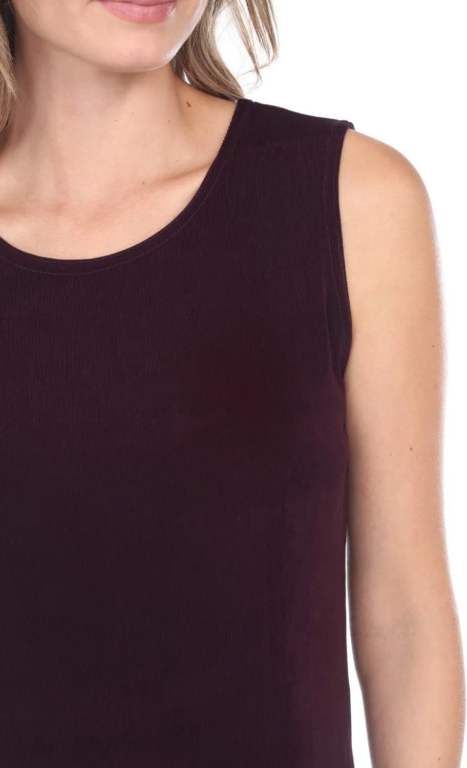 Jostar Women's Sleeveless Tank Top - Round Neck Solid Casual Basic Soft Side Slit Non Iron T Shirts