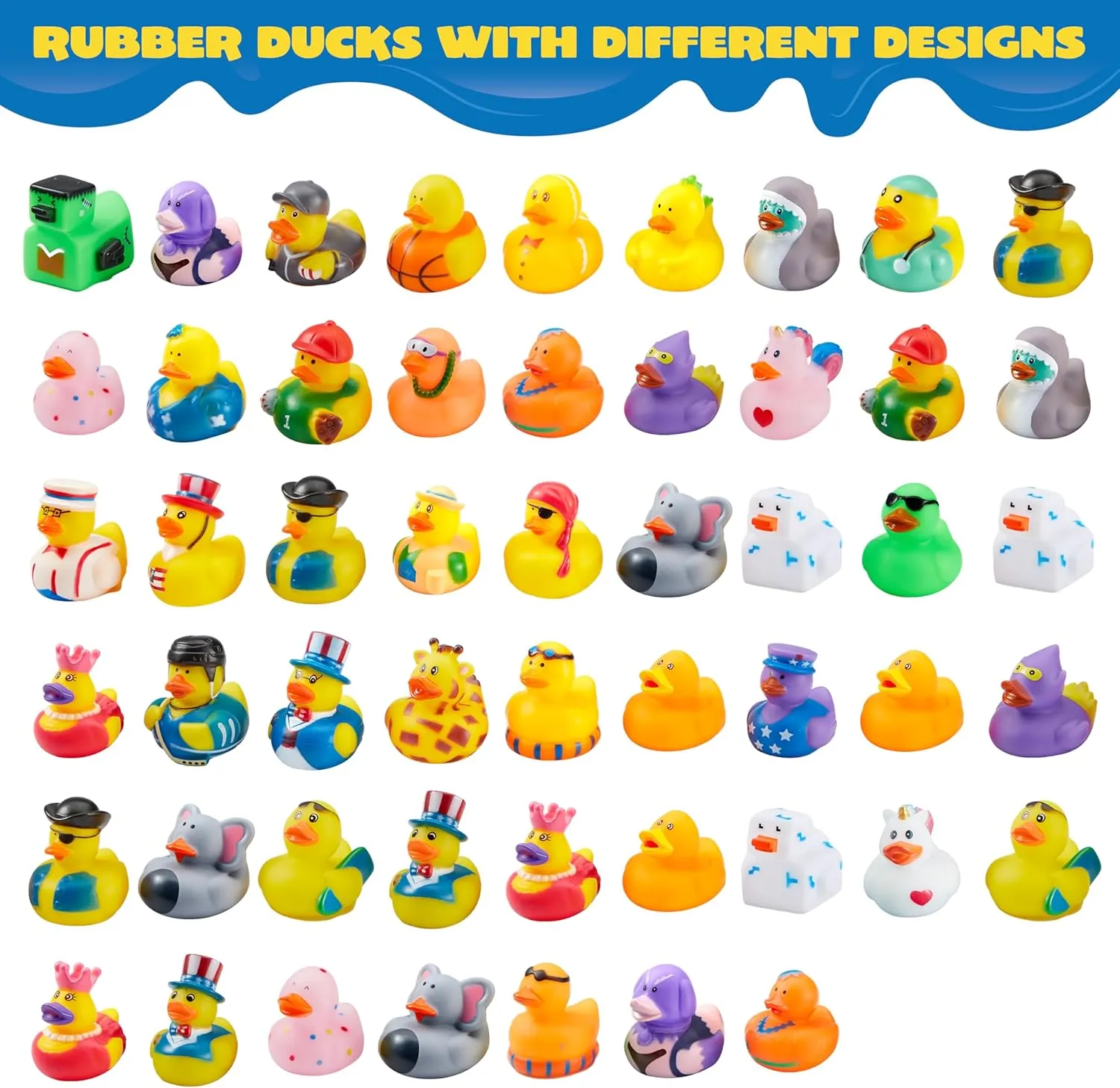 JOYIN 30 Pcs Rubber Ducks, Random Assortment Ducks Bulk with Mesh Carry Bag, Mini Rubber Duckies for Baby Bath Toys, Kids Toddler Summer Pool Toys Birthday Gifts Party Favors