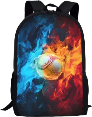JoyLamoria Fire Baseball Shoulder BAG Travel Backpack Big Purse for Women Handbag Tote Bag Zipper Pouch