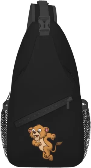 Jumping Cute Lion Crossbody Bags For Women Men Chest Backpack Gym Shoulder Bag Travel Outdoor Sports Casual Crossbody Bags