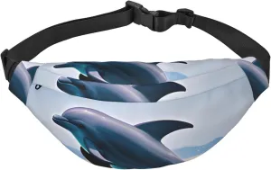 Jumping up dolphins Large crossbody bag for travel and running, made of polyester, waterproof and soft fabric