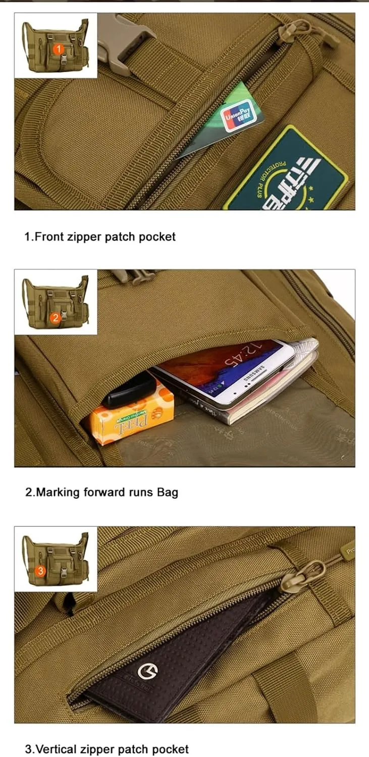 Jungle Leopard Tactical Camouflage Messenger Bag for Men Crossbody Military Laptop Sling Shoulder Bag(K308-BCP)