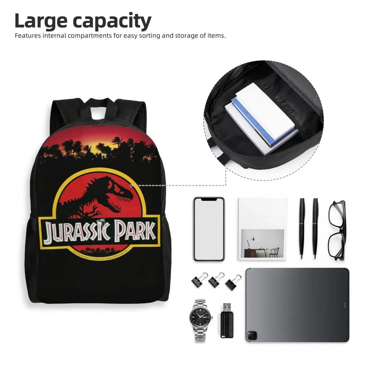 Jurassic Dinosaur Park Backpacks Sci Fi Fantasy Movie Film School College Travel Bags Men Women Bookbag Fits 15 Inch Laptop