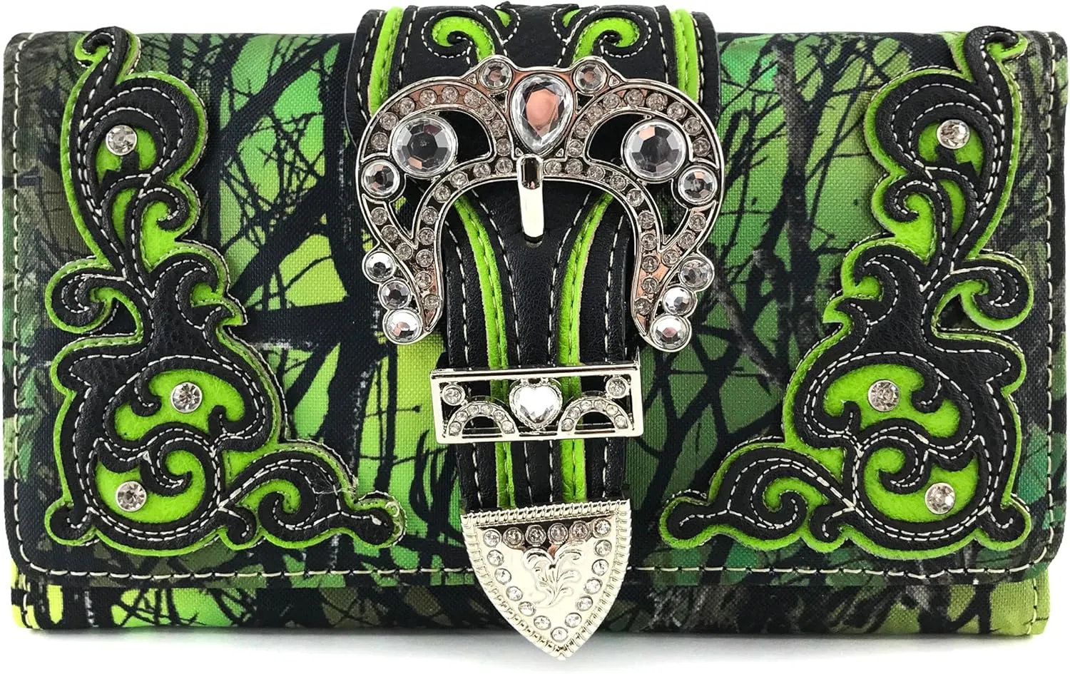 Justin West Camouflage Tree Branches Bling Rhinestone Cross Wings Handbag Purse Messenger Bags and Wallets