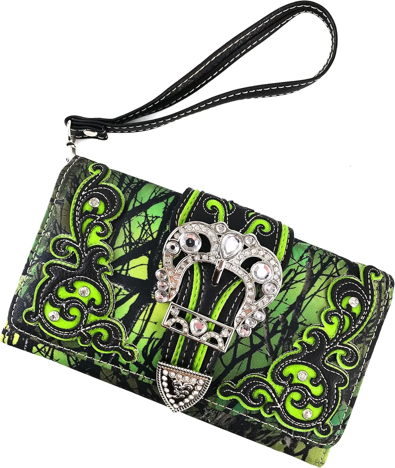 Justin West Camouflage Tree Branches Bling Rhinestone Cross Wings Handbag Purse Messenger Bags and Wallets