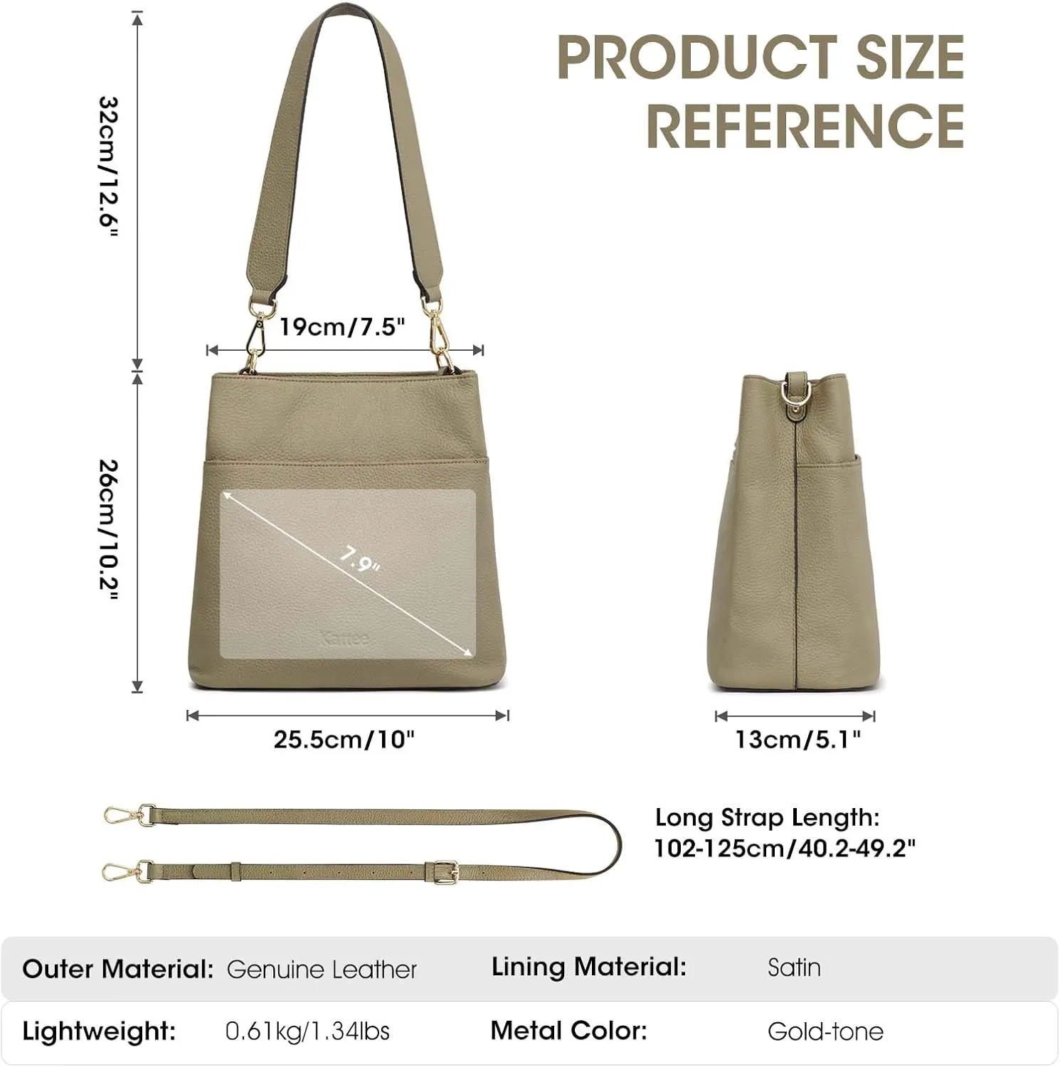 Kattee Leather Handbags for Women, Soft Shoulder Tote Crossbody Purses Bucket Bags with 2 Straps