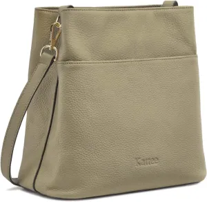 Kattee Leather Handbags for Women, Soft Shoulder Tote Crossbody Purses Bucket Bags with 2 Straps