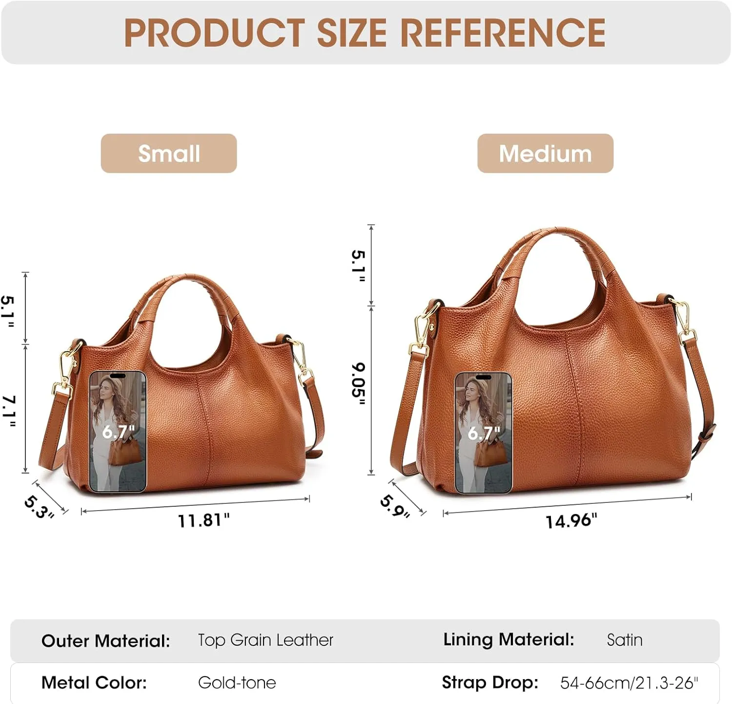 Kattee Leather Purses and Handbags for Women, Small Medium Crossbody Bags Trendy, Soft Shoulder Satchel Bags