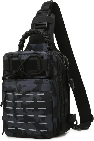 kefit Fishing Backpack with Rod Holder, Lightweight Tackle Sling Fishing Bag, Storage Fishing Gear and Equipment - Black Camouflage