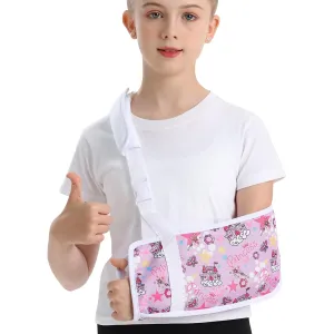 Kids Arm Sling for Broken Arm Torn Rotator Cuff Shoulder Elbow Wrist injury Printed Pediatric Child Toddler Brace Support for Children Girls with Princess (Purple, Small)