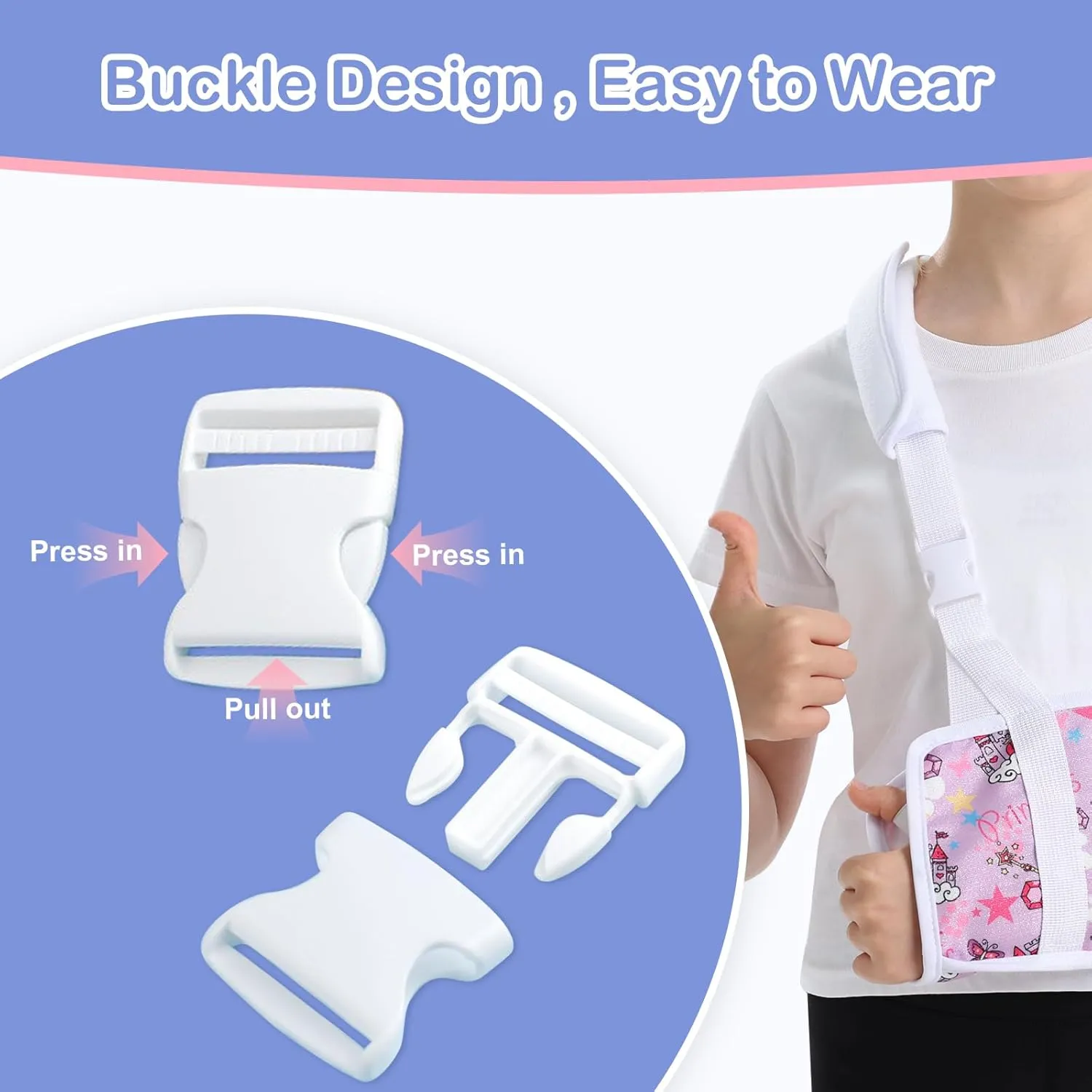Kids Arm Sling for Broken Arm Torn Rotator Cuff Shoulder Elbow Wrist injury Printed Pediatric Child Toddler Brace Support for Children Girls with Princess (Purple, Small)