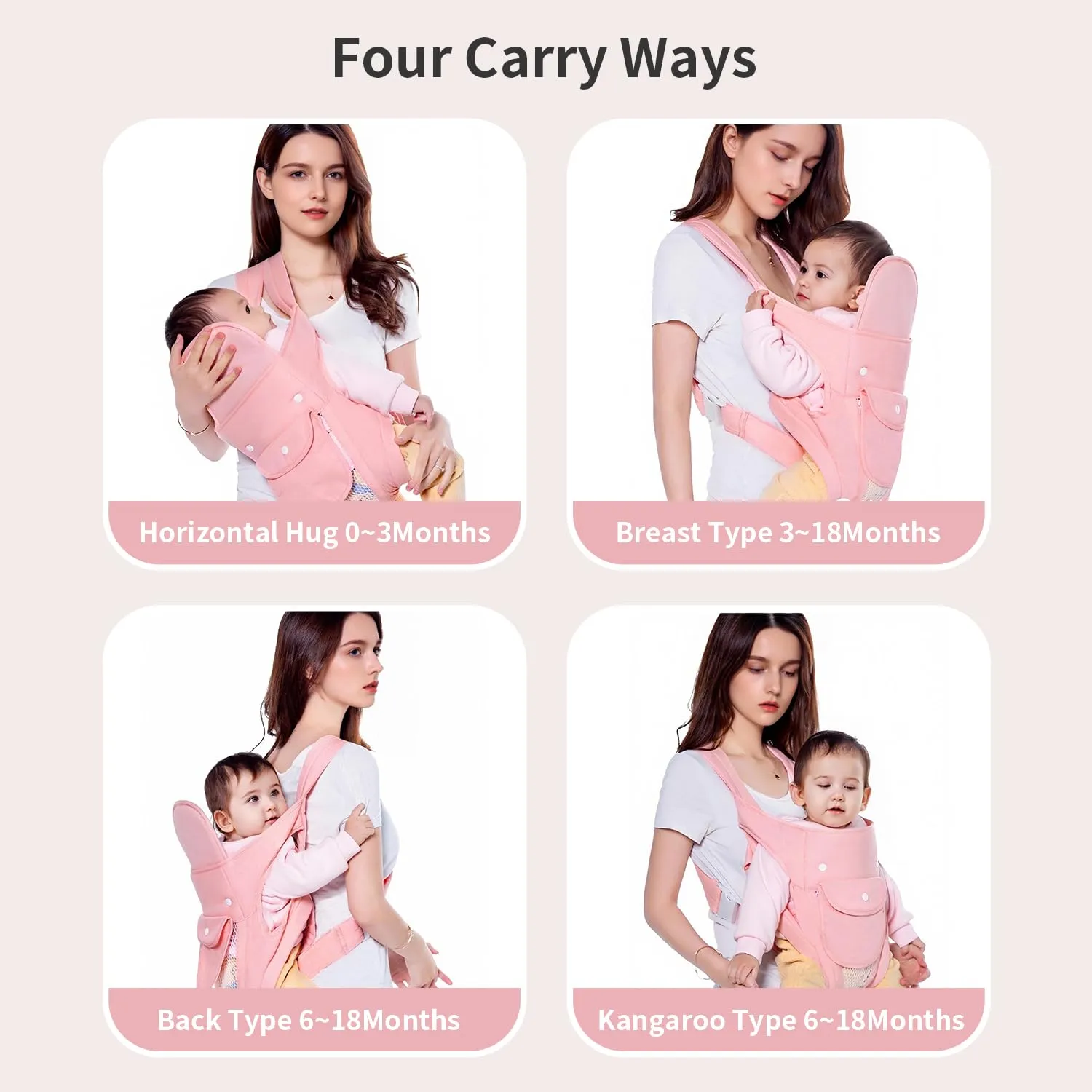 KIYUMI Baby Sling Carrier Portable Newborn Toddler Baby Sling Carrier,Child Infant,Lightweight & Breathabl Hip 4 in 1 Carry,Qing