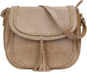 KKXIU Casual Flap Saddle Crossbody Bags for Women Purses and Handbags with Tassel
