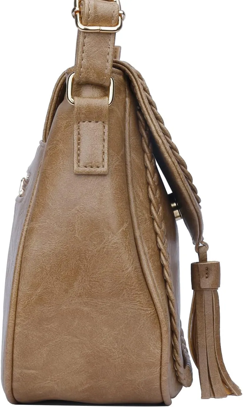 KKXIU Casual Flap Saddle Crossbody Bags for Women Purses and Handbags with Tassel
